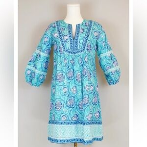 La Plage Jordan Dress - Pomegranate-Capri Turquoise